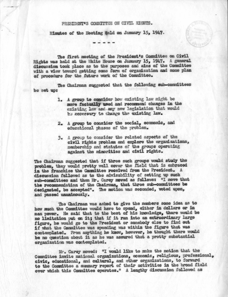 Civil Rights Meeting Minutes