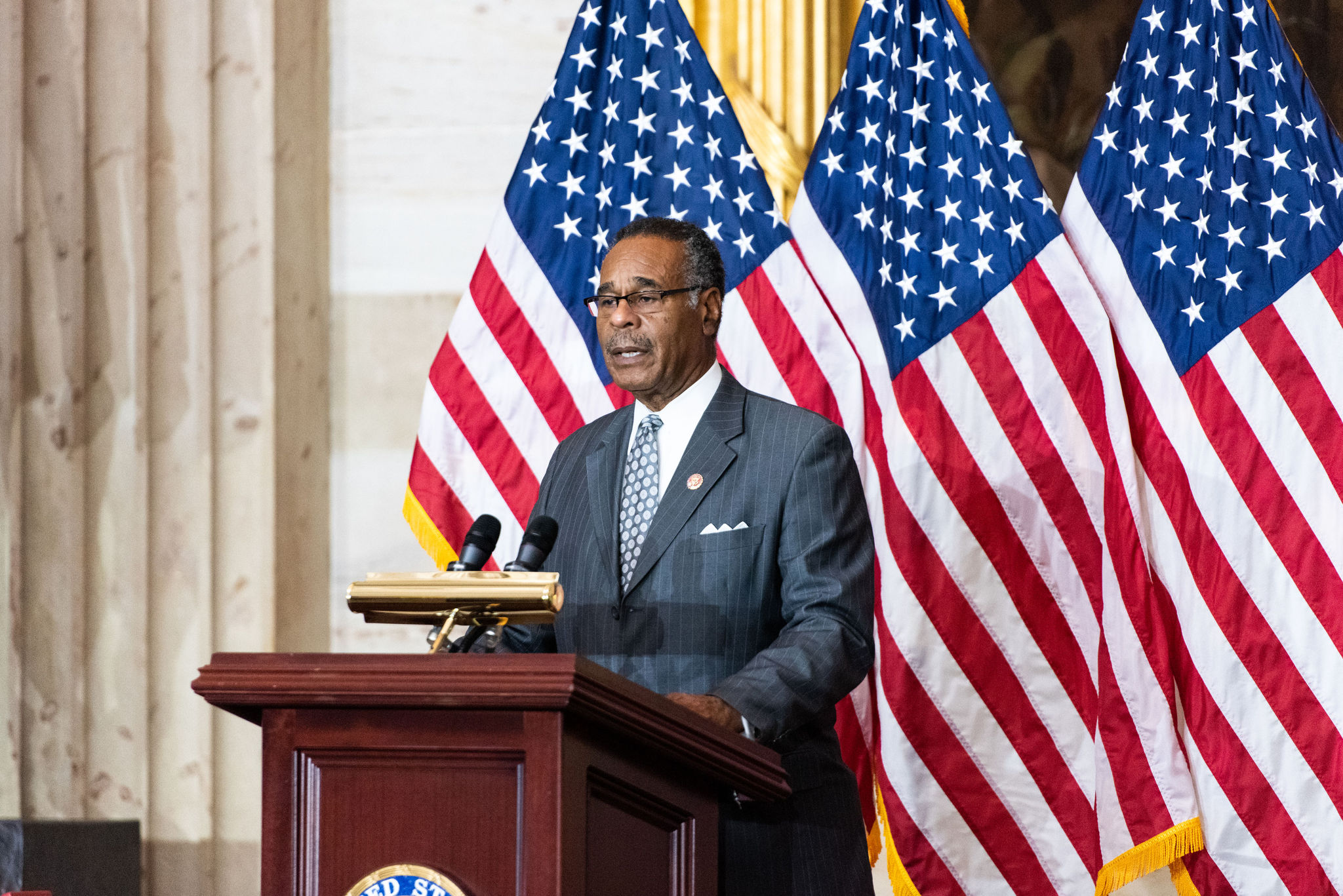 Honorable Emanuel Cleaver II spoke at the unveiling and dedication of the Truman Statue in the U.S. Capitol Rotunda