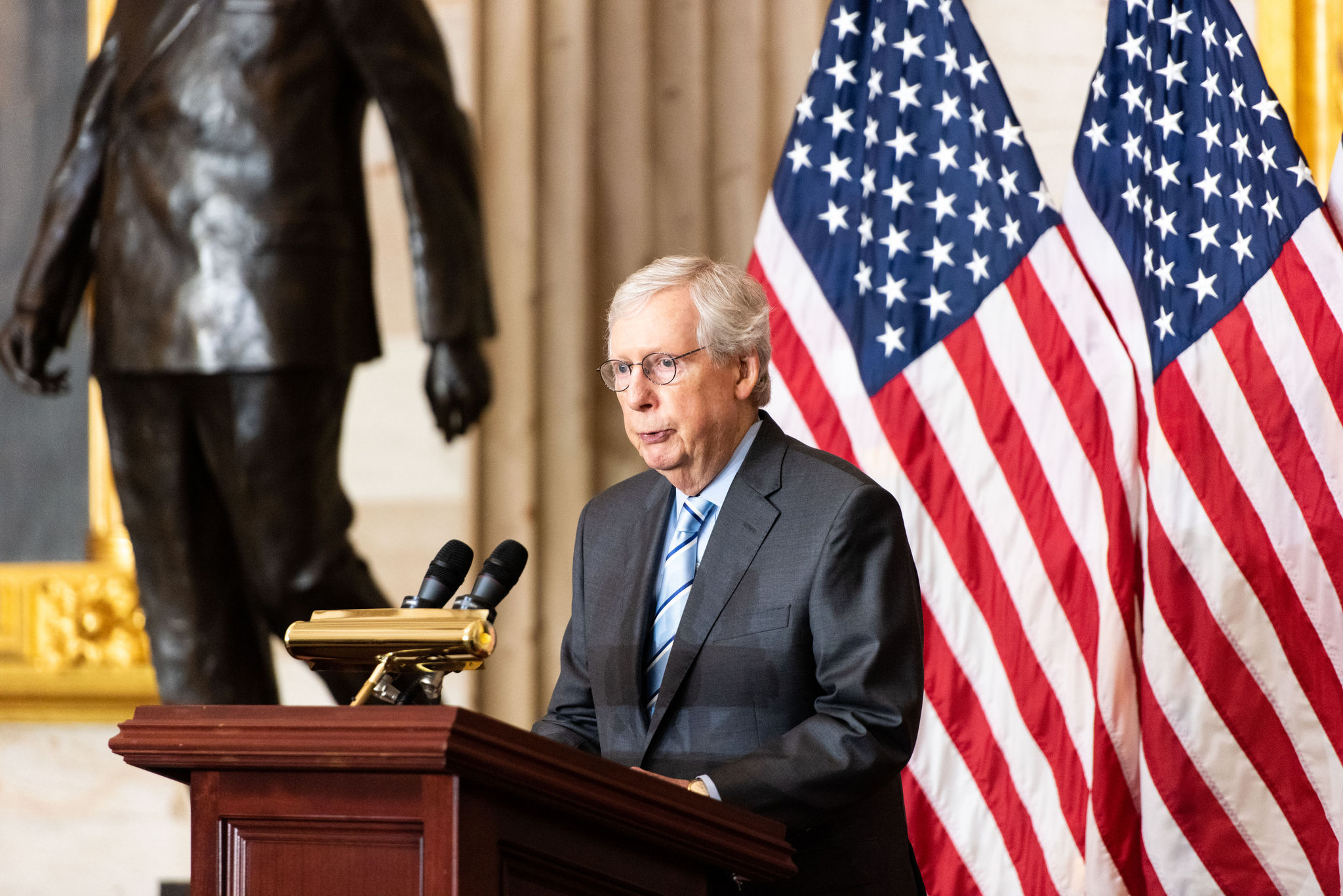 The Honorable Mitch McConnell spoke at the unveiling and dedication of the Truman Statue in the U.S. Capitol Rotunda