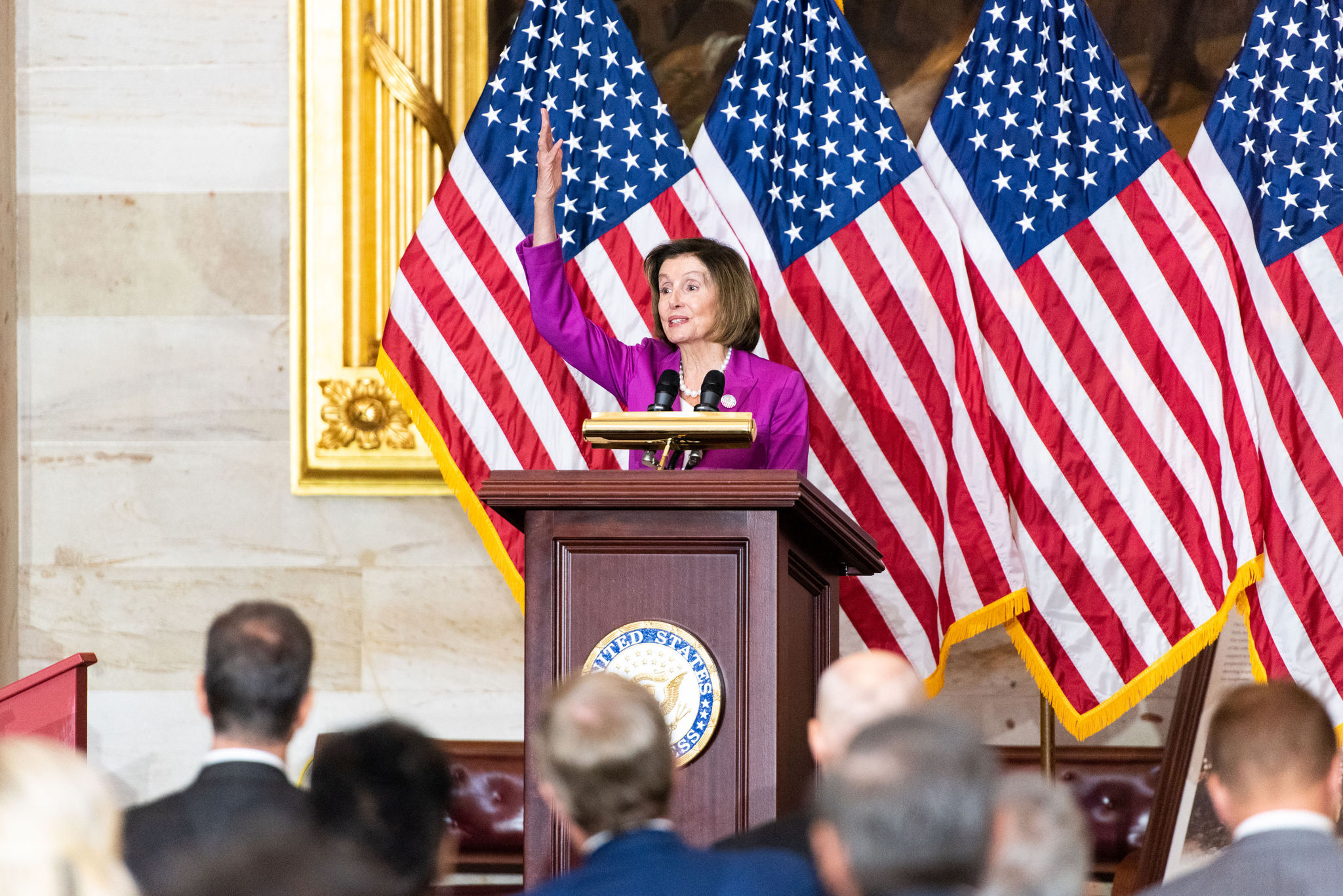 Honorable Nancy Pelosi presided over the unveiling and dedication of the Truman Statue in the U.S. Capitol Rotunda