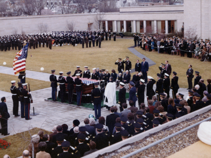 Truman's funeral at the Truman Library and Museum in Independence, Missouri.
