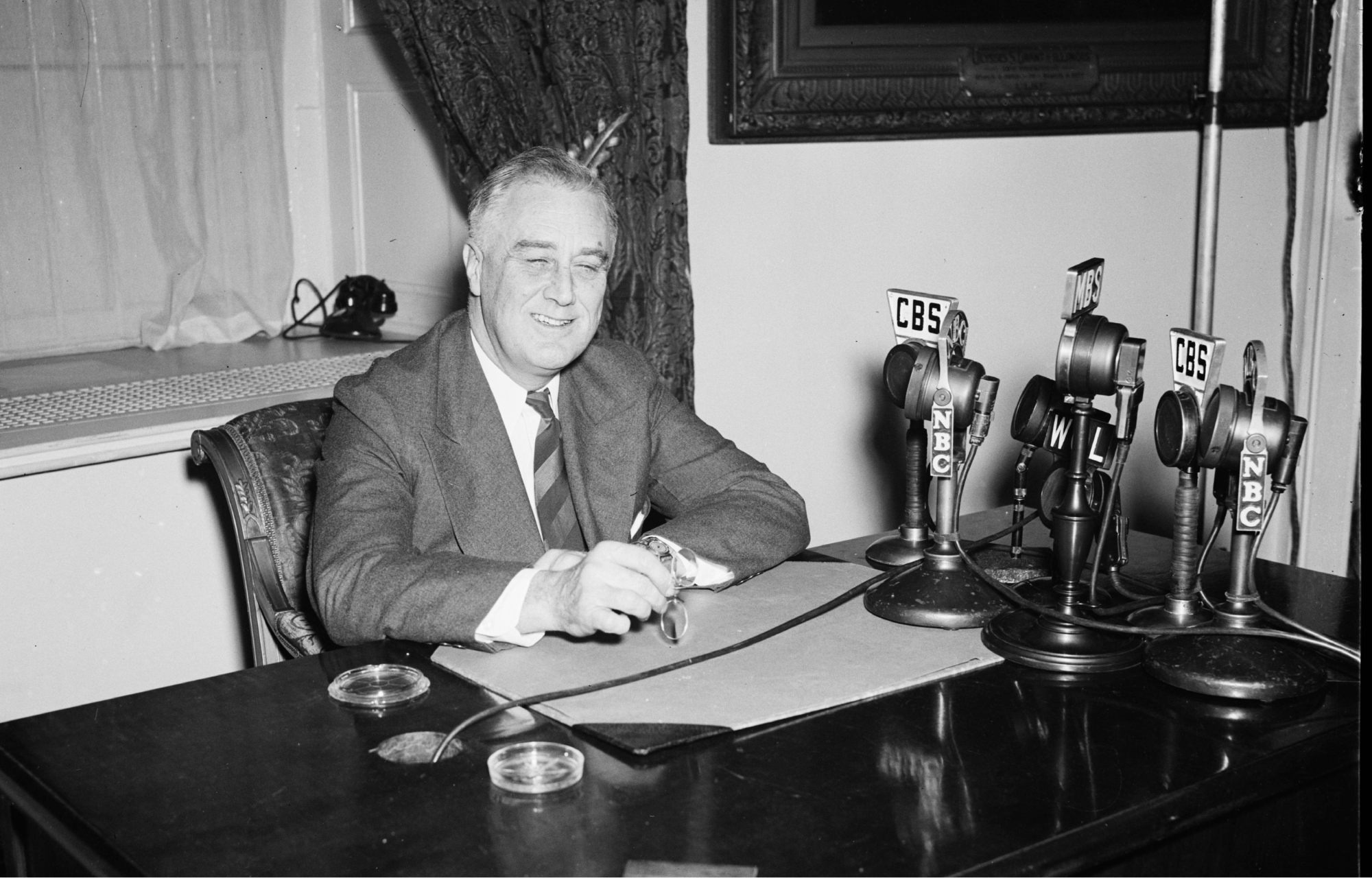 Franklin Delano Roosevelt (1938); Courtesy Library of Congress, LC-H21- C-820
