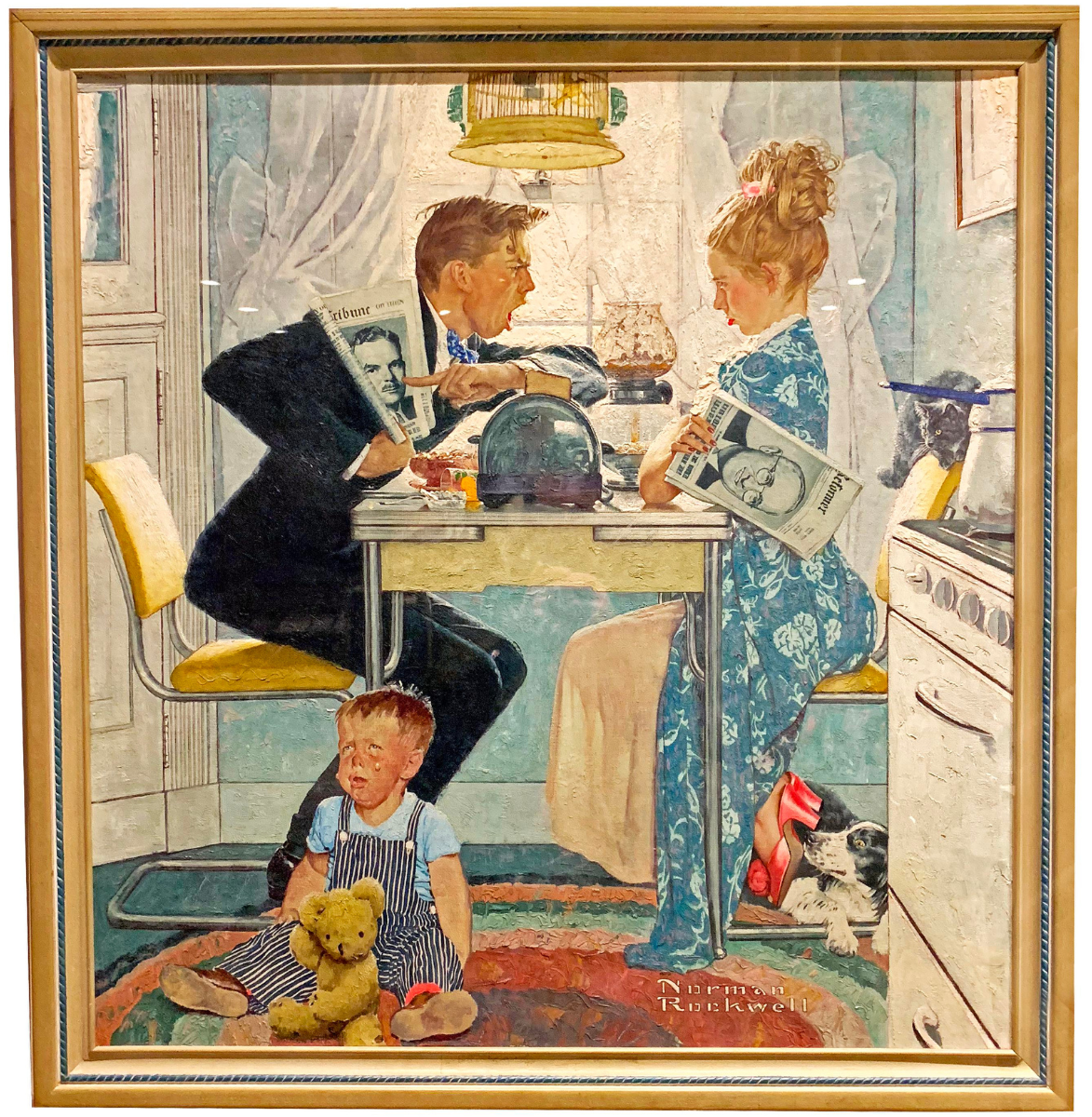 Piece of art at the Truman Library--"Breakfast Table Political Argument" by Norman Rockwell,